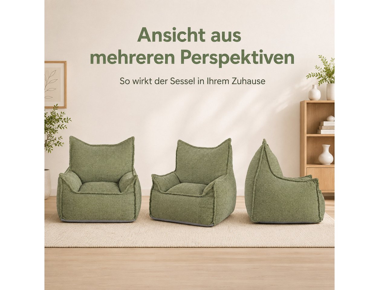 Youyijia Gartenlounge-Sessel Kinder Sitzsack Sessel für Erwachsene, Bodensessel mit Armlehnen Bild 2