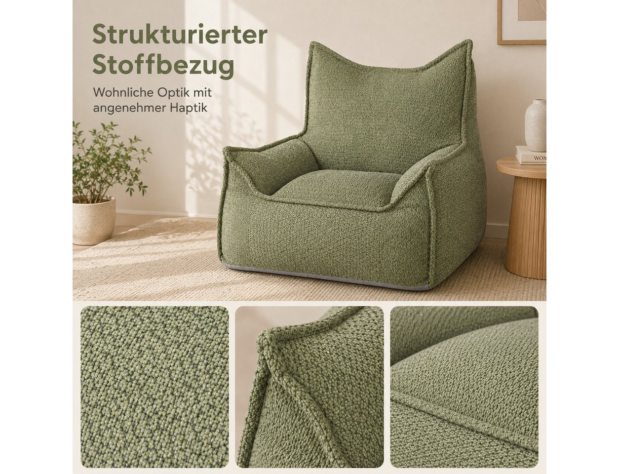 Youyijia Gartenlounge-Sessel Kinder Sitzsack Sessel für Erwachsene, Bodensessel mit Armlehnen Bild 4