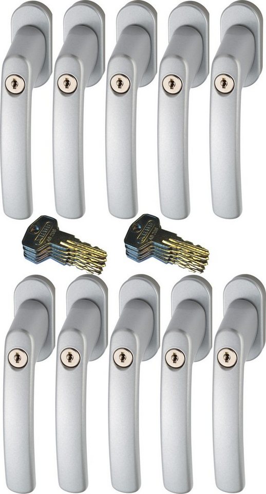 ABUS Fenstergriff ABUS FG200 Weiß, Braun, Silber, SB abschließbarer Fenstergriff, 10er Set silber, abschließbar, Kindersicherung Bild 2