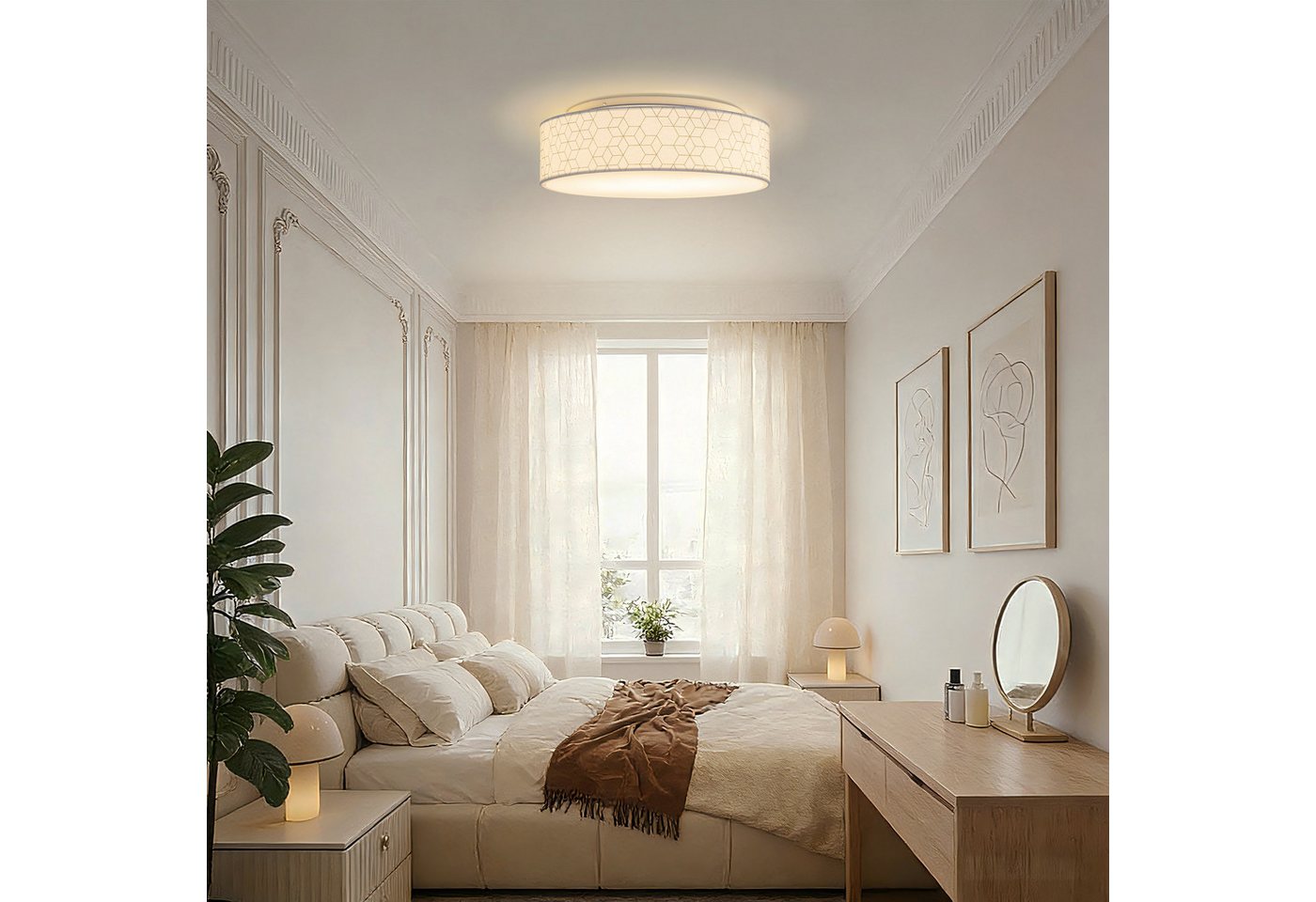 Zedelmaier Lampenschirm Deckenleuchte Deckenlampe Stoff, Max.40W/E27, ohne Leuchtmittel, Geeignet für Wohnzimmer Schlafzimmer Küche Flur Kinderzimmer Bild 2
