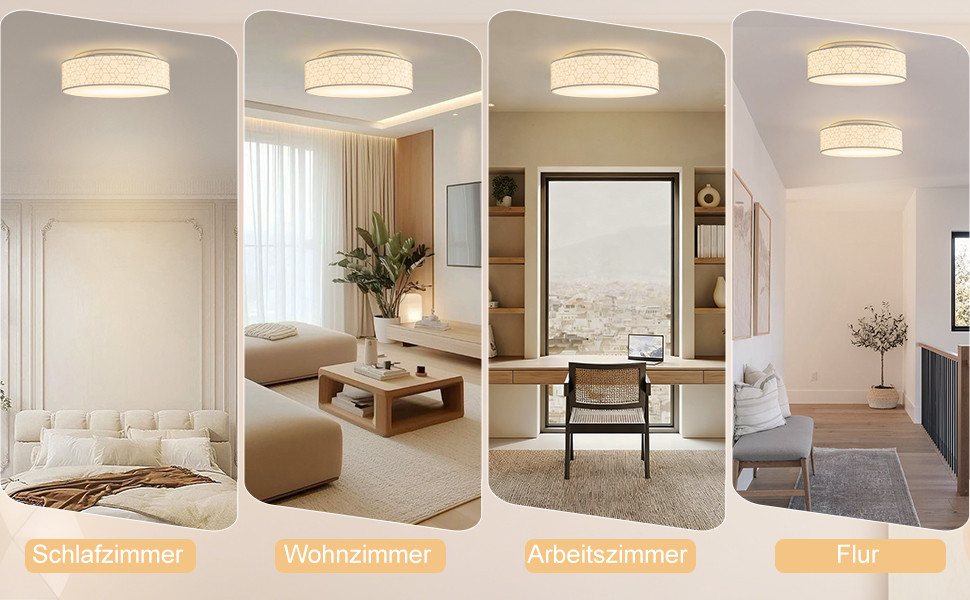 Zedelmaier Lampenschirm Deckenleuchte Deckenlampe Stoff, Max.40W/E27, ohne Leuchtmittel, Geeignet für Wohnzimmer Schlafzimmer Küche Flur Kinderzimmer Bild 3