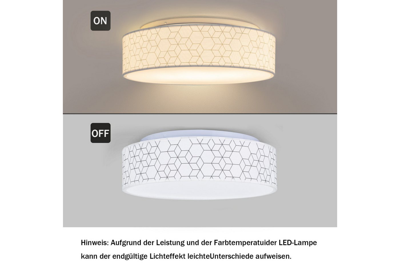 Zedelmaier Lampenschirm Deckenleuchte Deckenlampe Stoff, Max.40W/E27, ohne Leuchtmittel, Geeignet für Wohnzimmer Schlafzimmer Küche Flur Kinderzimmer Bild 4