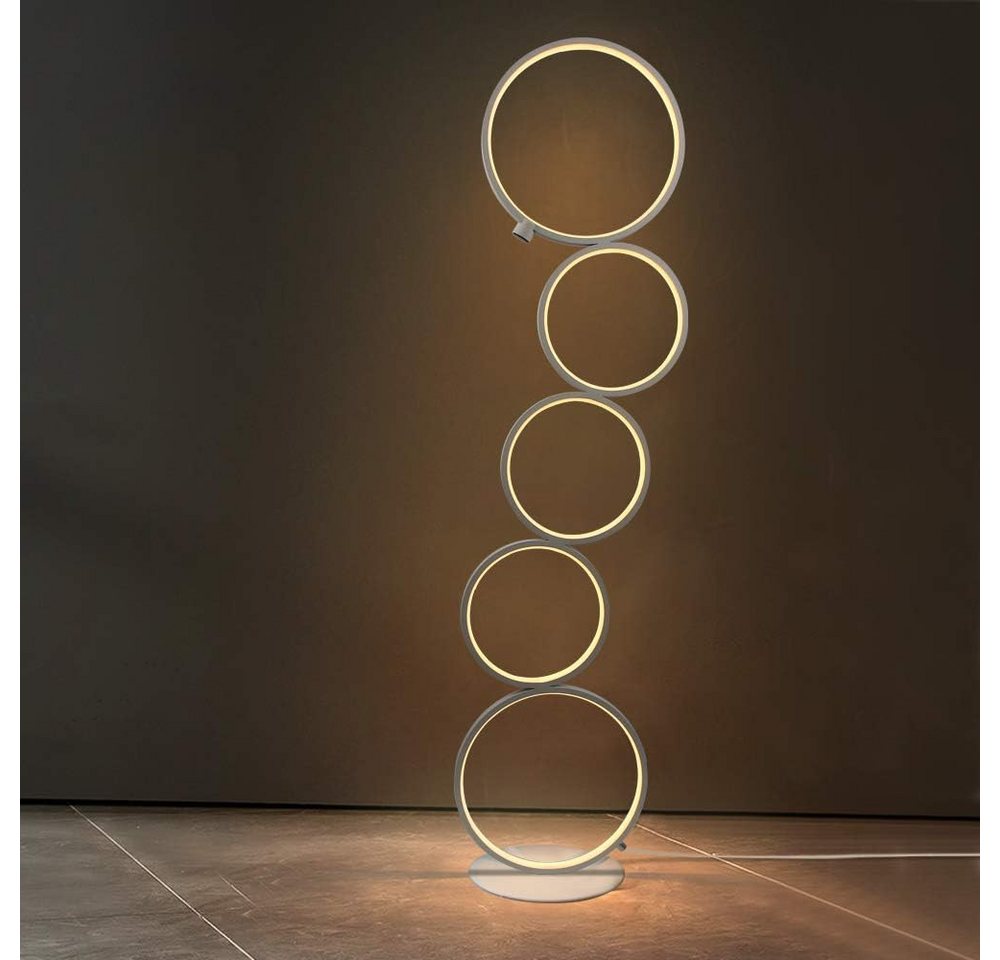 ZMH Stehlampe Wohnzimmer dimmbar Stehleuchte Weiß/schwarze Modern Schlafzimmer, LED fest integriert, Warmweiß, 5-Flammig Ringförmige,Warmweiß,Standleuchte 33W, Metall Bild 3