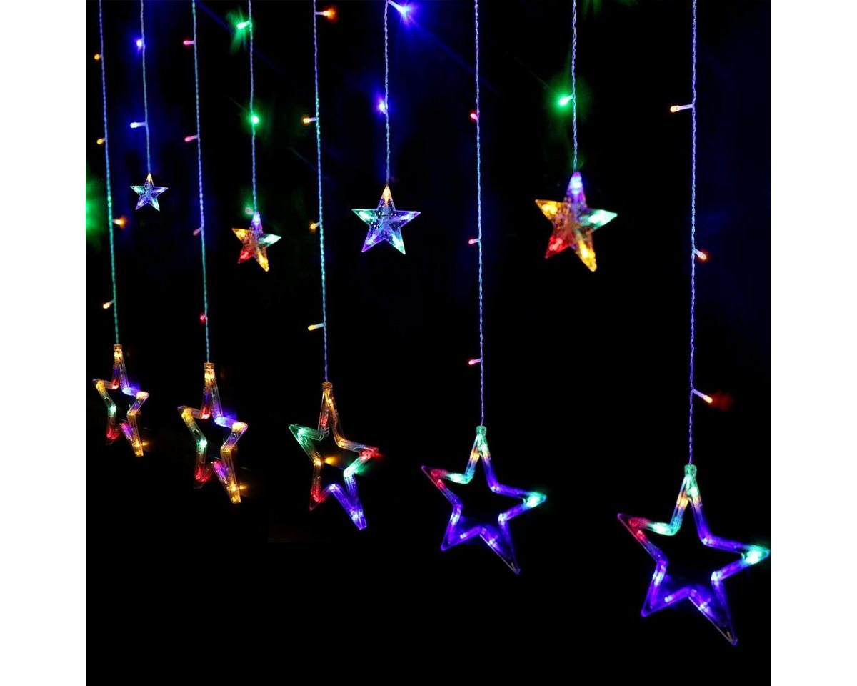 Salcar LED-Lichterkette 2m Sterne LED Lichterkette Außen Lichtervorhang Innen Weihnachten, 8 Beleuchtungsmodi und Memory-Funktion, Bunt