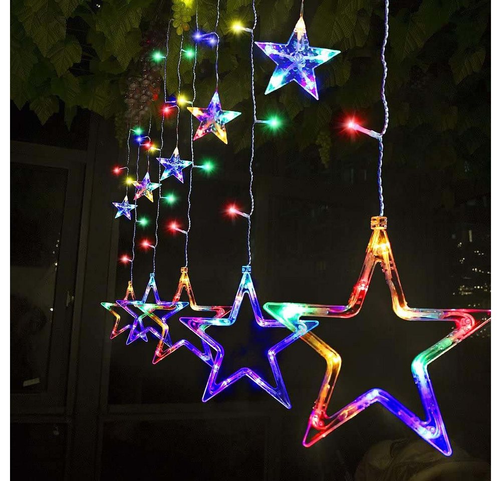 Salcar LED-Lichterkette 2m Sterne LED Lichterkette Außen Lichtervorhang Innen Weihnachten, 8 Beleuchtungsmodi und Memory-Funktion, Bunt Bild 5