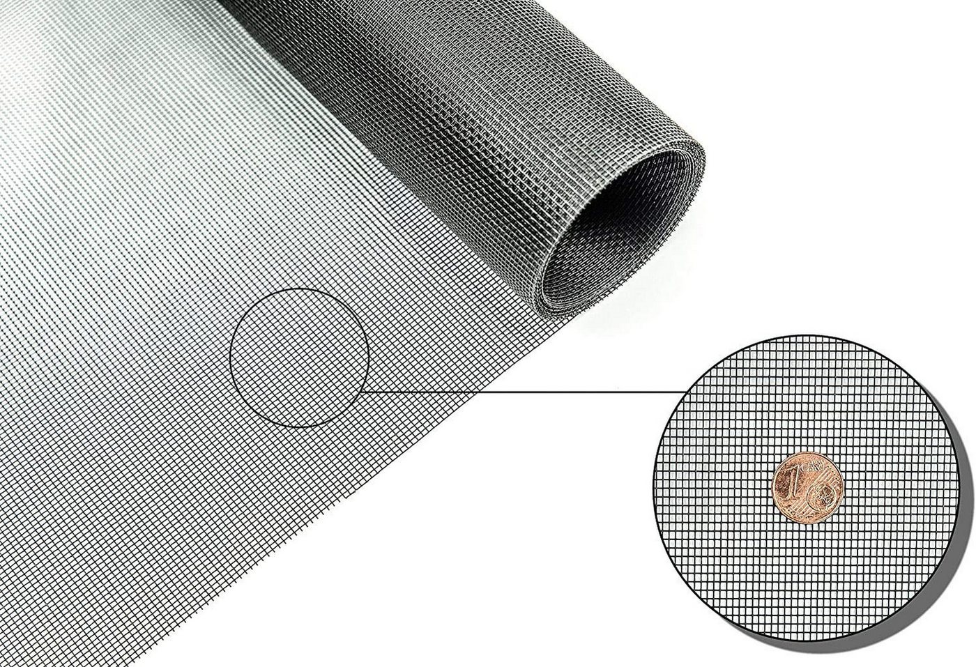 OSL Insektenschutz Fliegengitter-Gewebe für Fenster und Türen Rolle 1,80 x 10,0 m schwarz, schwarz & grau - individuell zuschneidbar - für Fenster und Türen Bild 5