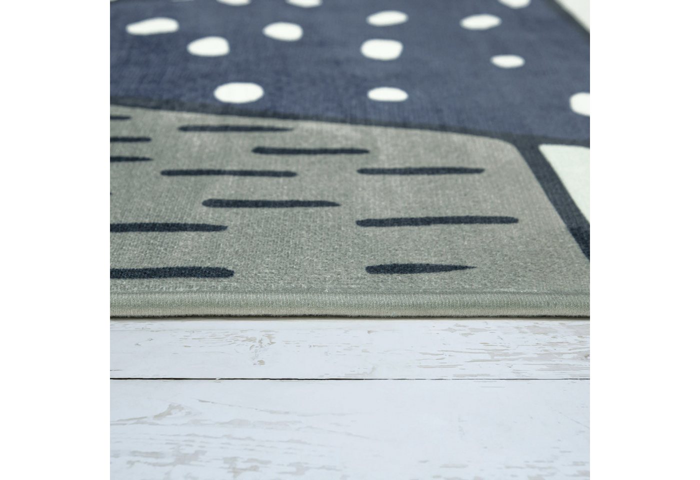 KADIMA DESIGN Kinderteppich waschmaschinenwaschbar Berge Kinderzimmer Kinderteppich, Läufer, Höhe: 4 mm, 100% Polyester, Rücken aus Felt + Dots, Rechteckig, 80x150cm, Grau Bild 3