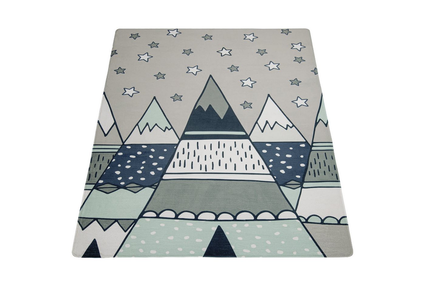KADIMA DESIGN Kinderteppich waschmaschinenwaschbar Berge Kinderzimmer Kinderteppich, Läufer, Höhe: 4 mm, 100% Polyester, Rücken aus Felt + Dots, Rechteckig, 80x150cm, Grau Bild 5