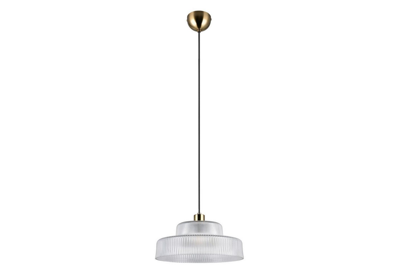 Reality Leuchten Pendelleuchte ABELLA, 1-flammig, Goldgelb, Transparent, Metall, ohne Leuchtmittel, Lampenschirm aus Glas, Höhenverstellbar, Ø 35 x H 150 cm