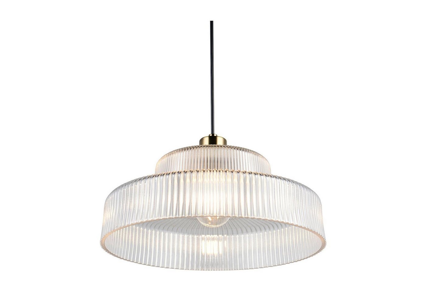 Reality Leuchten Pendelleuchte ABELLA, 1-flammig, Goldgelb, Transparent, Metall, ohne Leuchtmittel, Lampenschirm aus Glas, Höhenverstellbar, Ø 35 x H 150 cm Bild 3