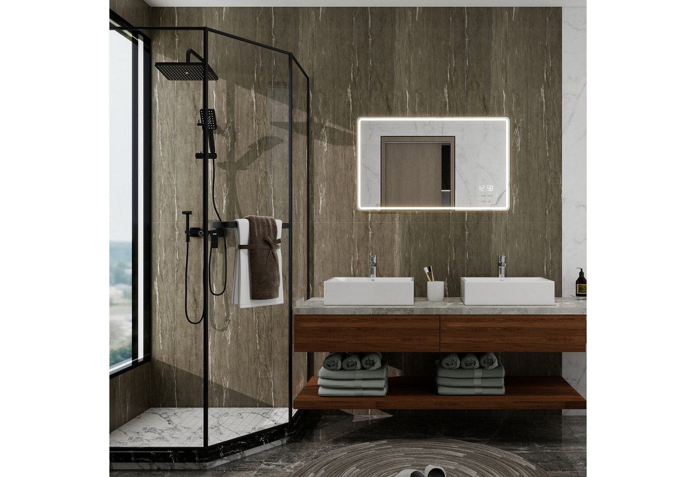 neu.haus Duschrückwand, (Set, 16-tlg), Wandpaneel »Bladel« 120 x 60 cm Ash Grey Bild 3