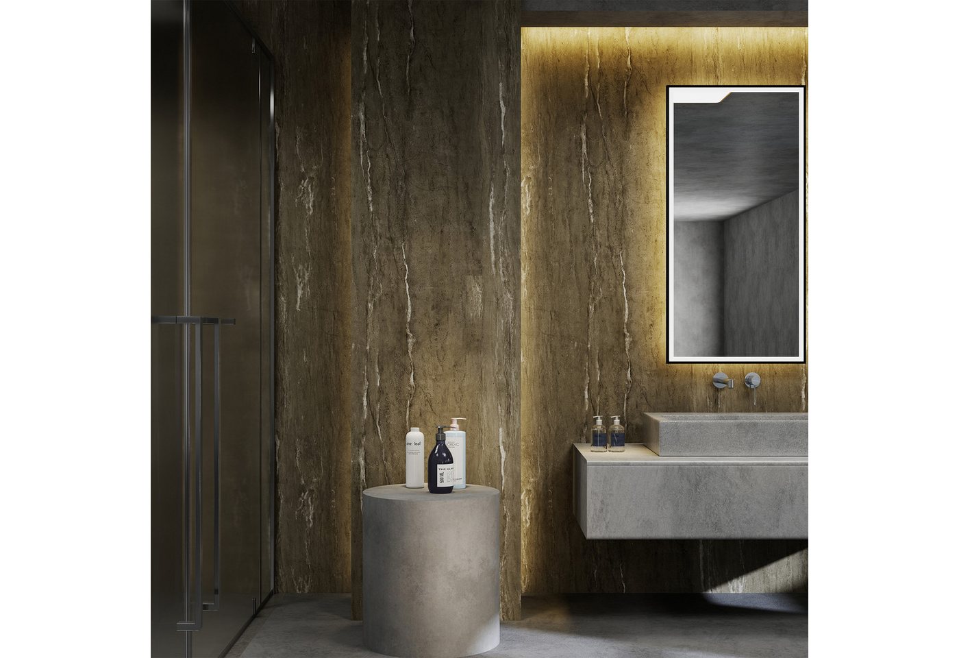 neu.haus Duschrückwand, (Set, 16-tlg), Wandpaneel »Bladel« 120 x 60 cm Ash Grey Bild 4