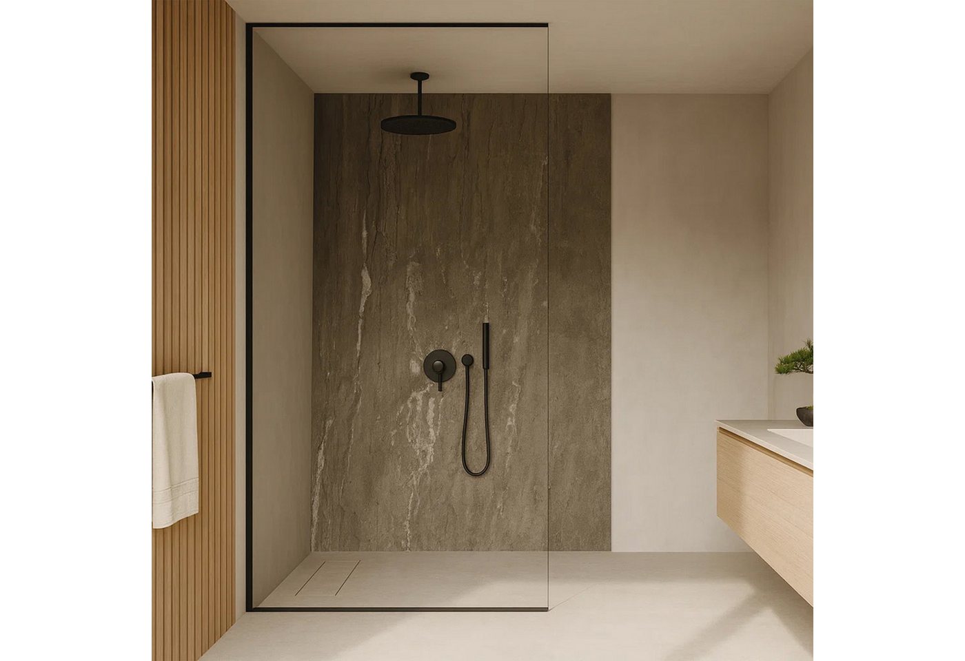 neu.haus Duschrückwand, (Set, 16-tlg), Wandpaneel »Bladel« 120 x 60 cm Ash Grey Bild 5