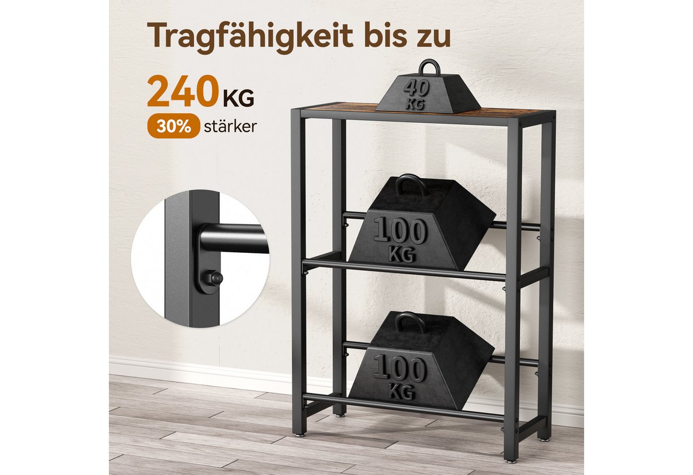 niffgaff Kastenständer 2-stufiges Getränkeregal für 4 Kästen mit Ablage, 1-tlg., Stabile Ausführung ideal für Küche, Keller und Wohnzimmer Bild 5
