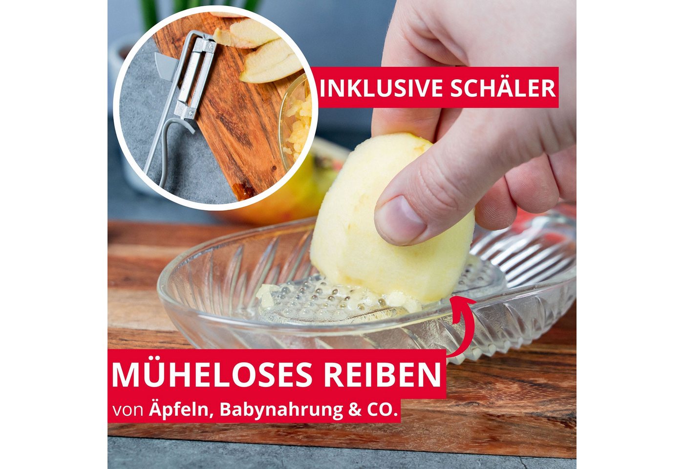 WESTMARK Multireibe / Apfelreibe und Sparschäler, 2-tlg. Set, Glas, Edelstahl, Stahl Bild 2