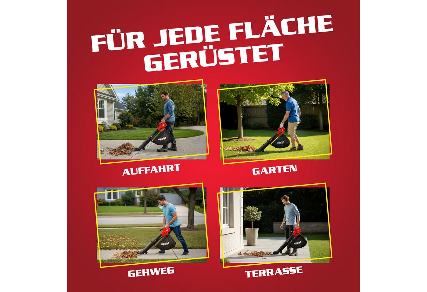 Hecht Elektro-Laubbläser 3in1 Laubbläser 3300W 45 Liter Fangkorb 3,2 kg, 10:1 Mulchfunktion, mit Tragegurt Bild 2
