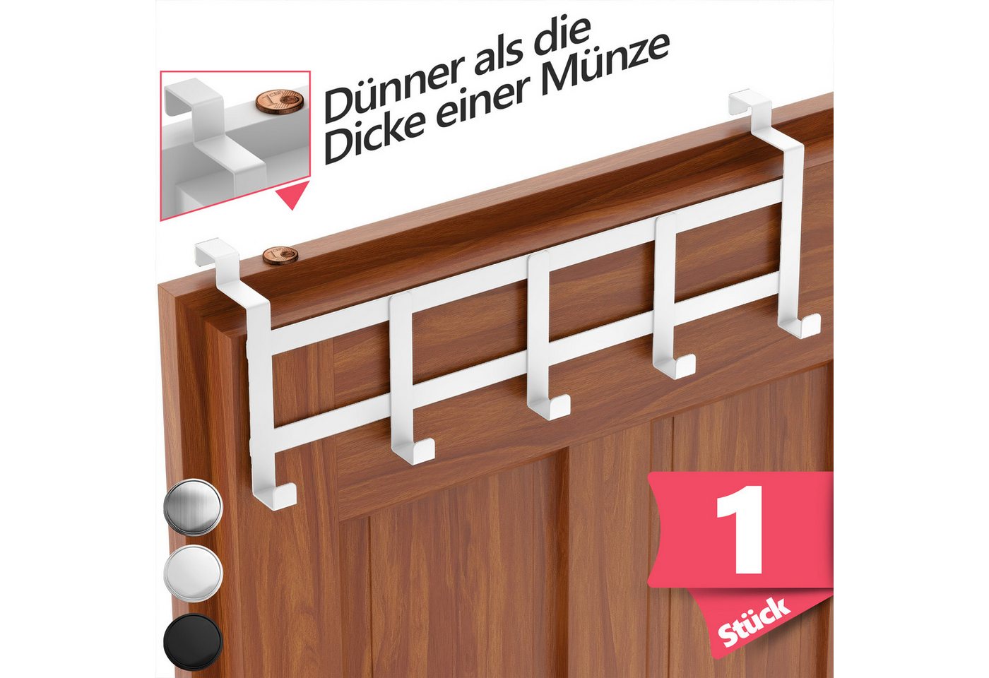 Lindenstein Türhaken Türhaken Innenseite Premium, Türen, (Packung, 1-St., 1), ohne Bohren,Stabil,langlebig,rostbeständig,verformungsresistent Bild 2