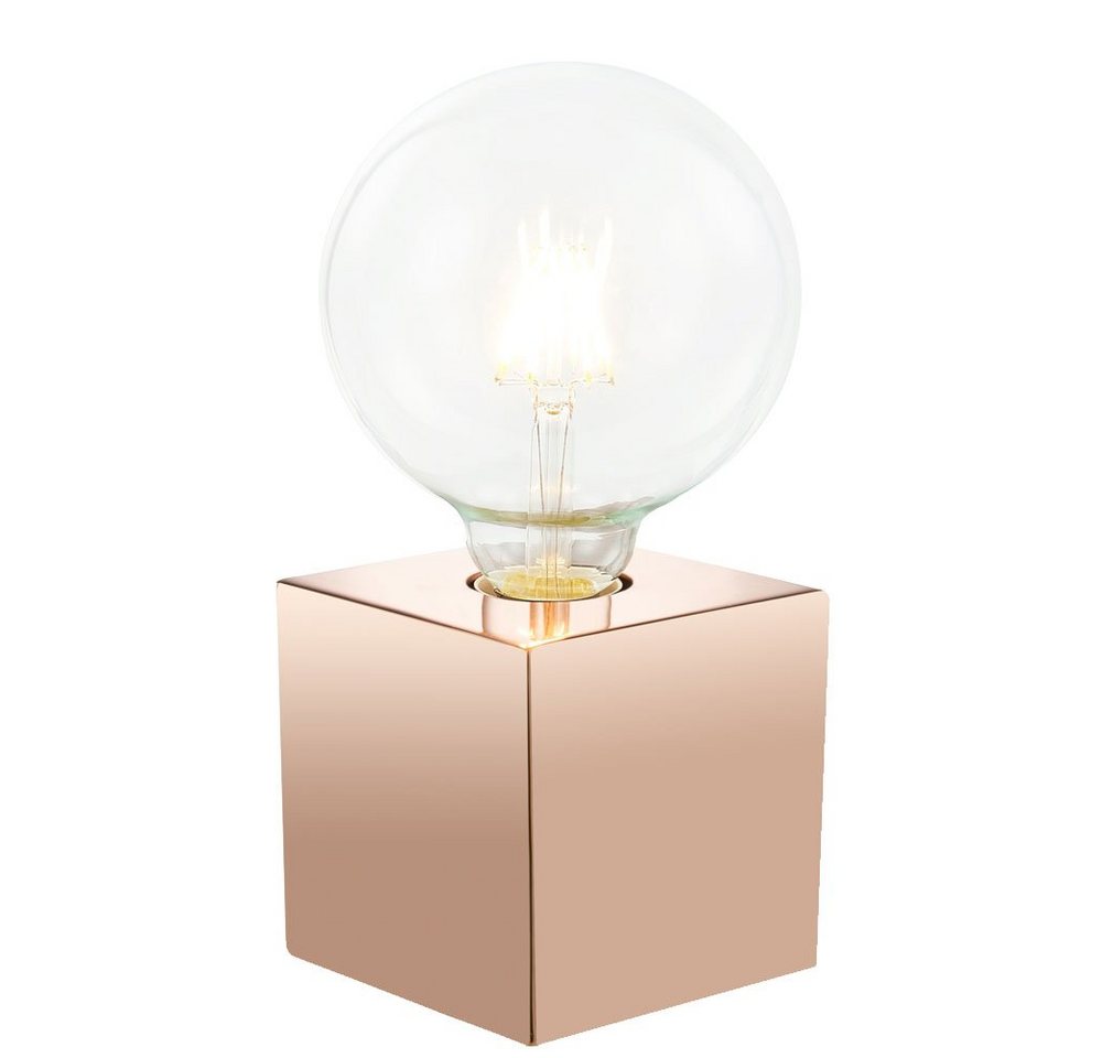 NOWA Tischleuchte, Leuchtmittel nicht inklusive, Tischlampe Retro Tischleuchte kupferfarben Schlafzimmerlampe H 10 cm Bild 2