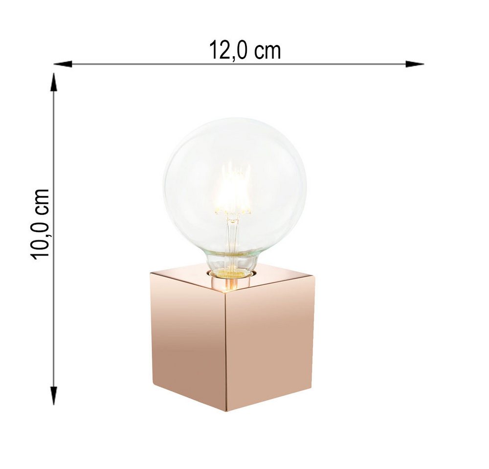 NOWA Tischleuchte, Leuchtmittel nicht inklusive, Tischlampe Retro Tischleuchte kupferfarben Schlafzimmerlampe H 10 cm Bild 3