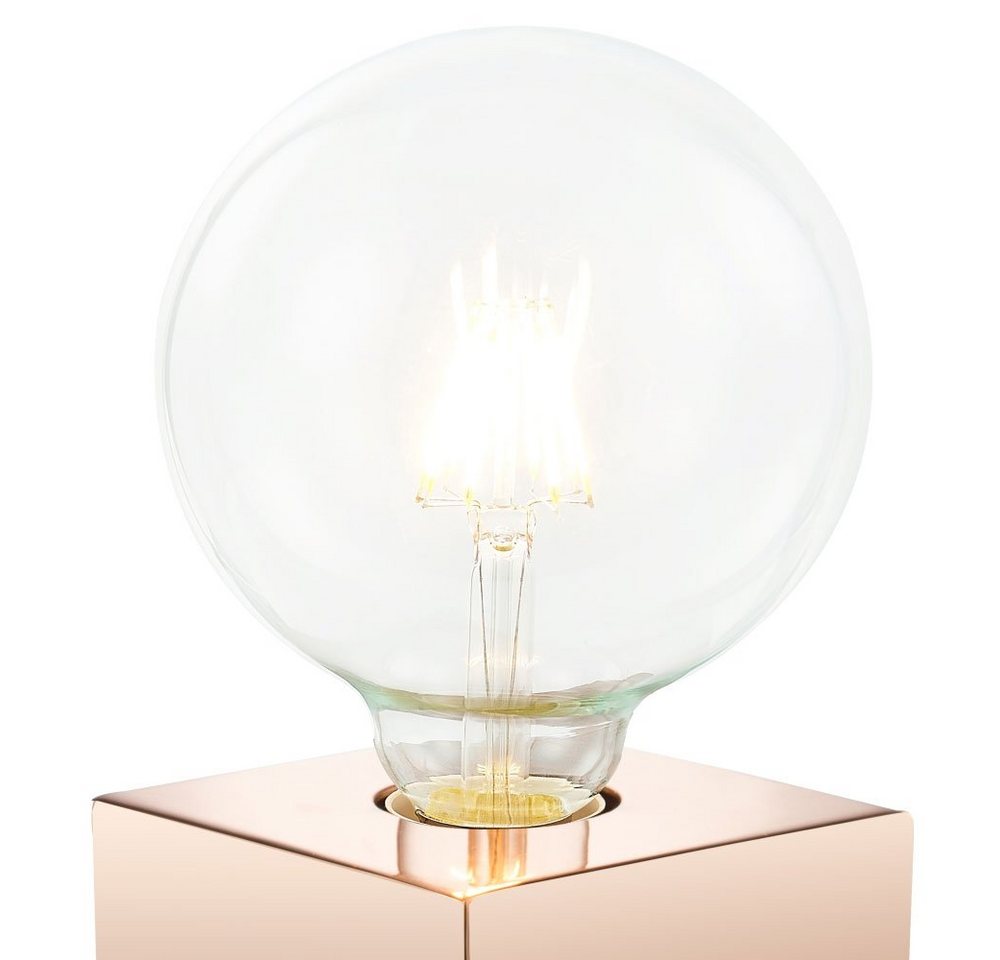 NOWA Tischleuchte, Leuchtmittel nicht inklusive, Tischlampe Retro Tischleuchte kupferfarben Schlafzimmerlampe H 10 cm Bild 5