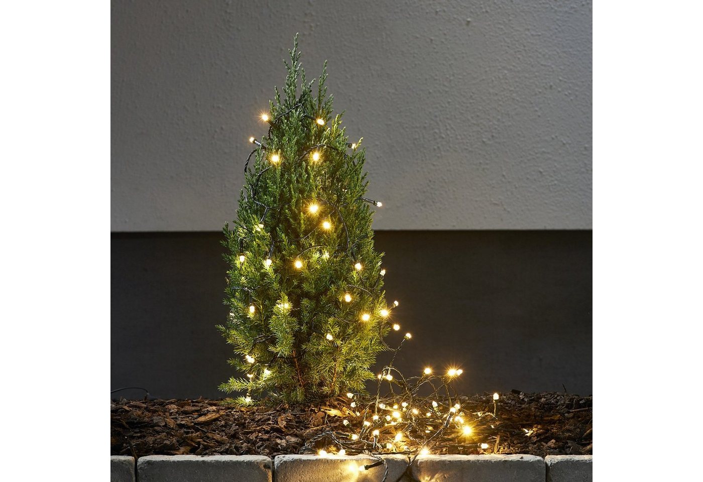 MARELIDA LED-Lichterkette Weihnachten 300 bernstein LED 8 Funktionen 16m für Außen, 300-flammig