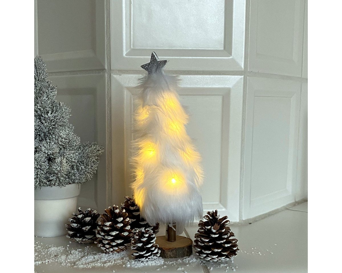 MARELIDA LED Dekoobjekt LED Dekobaum PLÜSCH mit Sternspitze Plüschfell leuchtend 27,5cm Bild 4