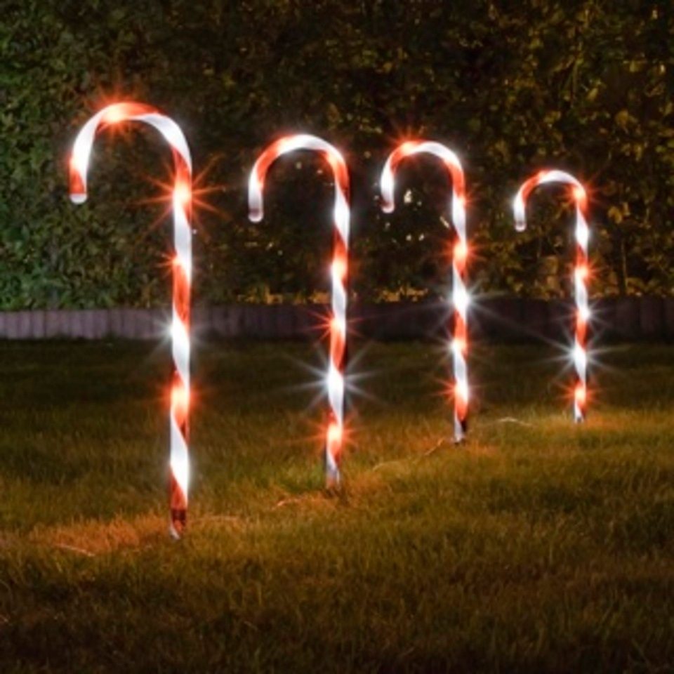 HI LED Gartenleuchte LED Zuckerstangen 4er Set batteriebetrieben, Höhe: ca. 44 cm