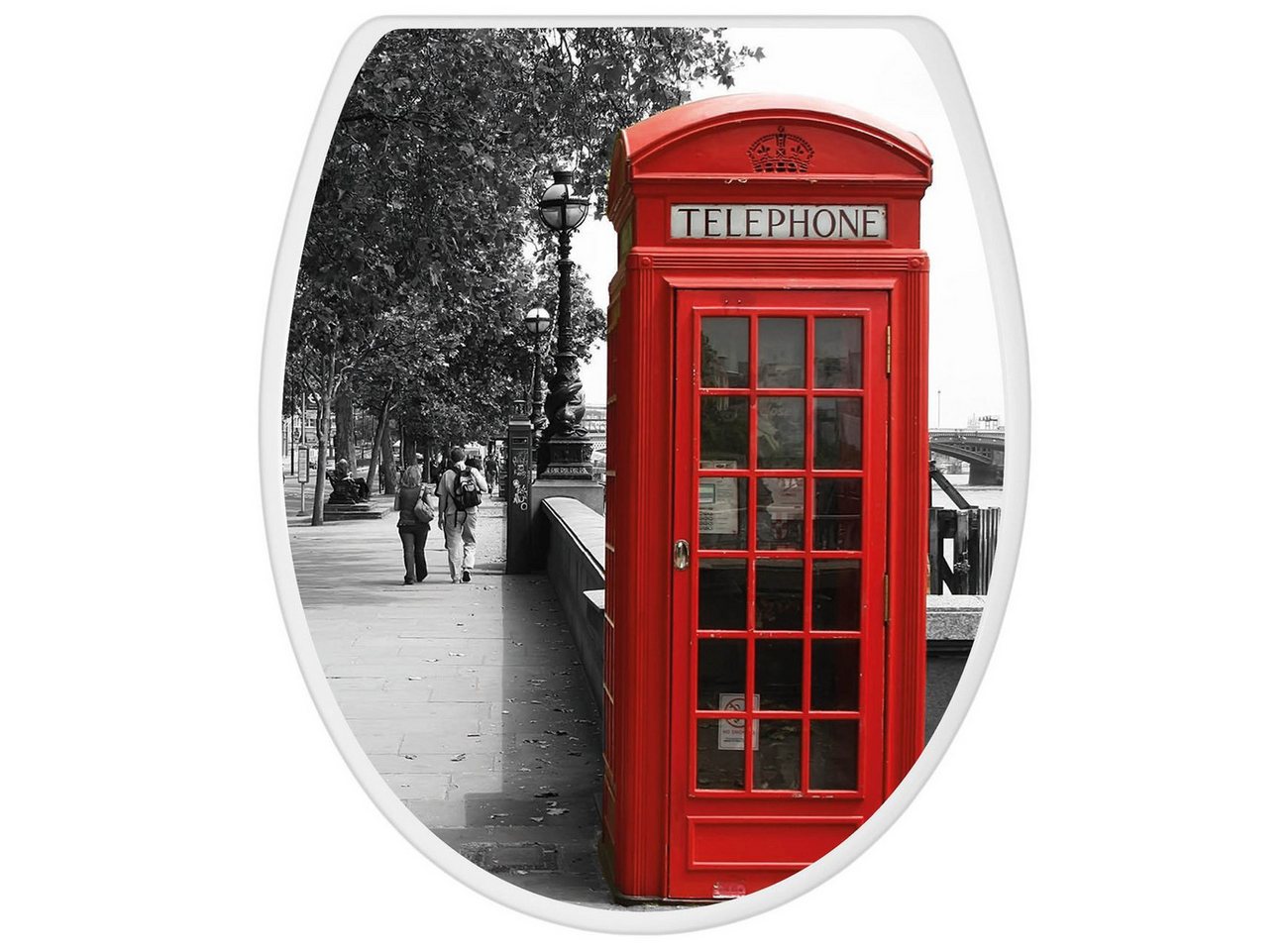 banjado WC-Sitz mit Absenkautomatik Motiv London Red Telephone (umweltfreundliches Material, integrierte Scharniere), 44,5 x 37 x 5 cm