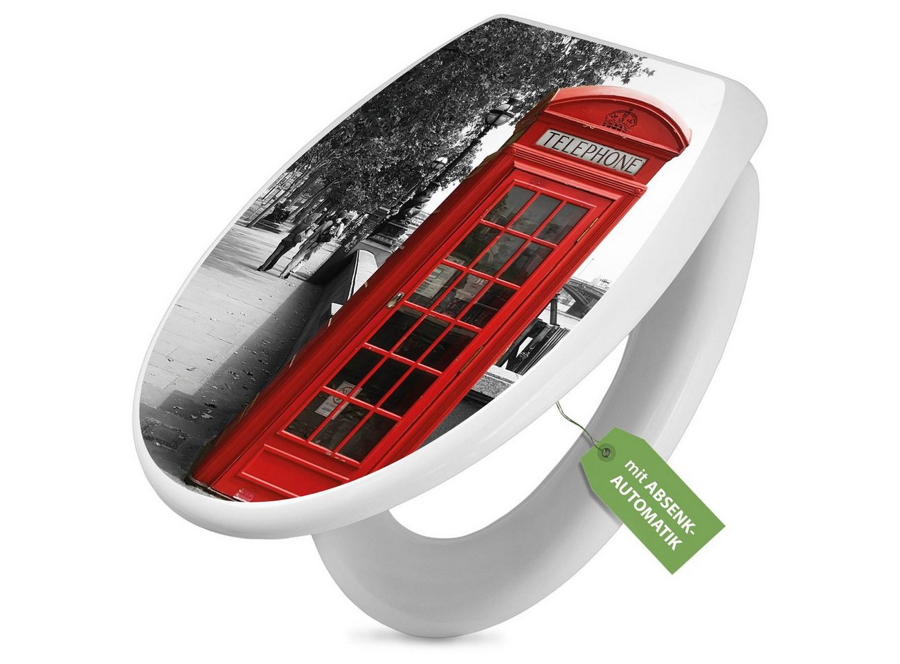 banjado WC-Sitz mit Absenkautomatik Motiv London Red Telephone (umweltfreundliches Material, integrierte Scharniere), 44,5 x 37 x 5 cm Bild 5