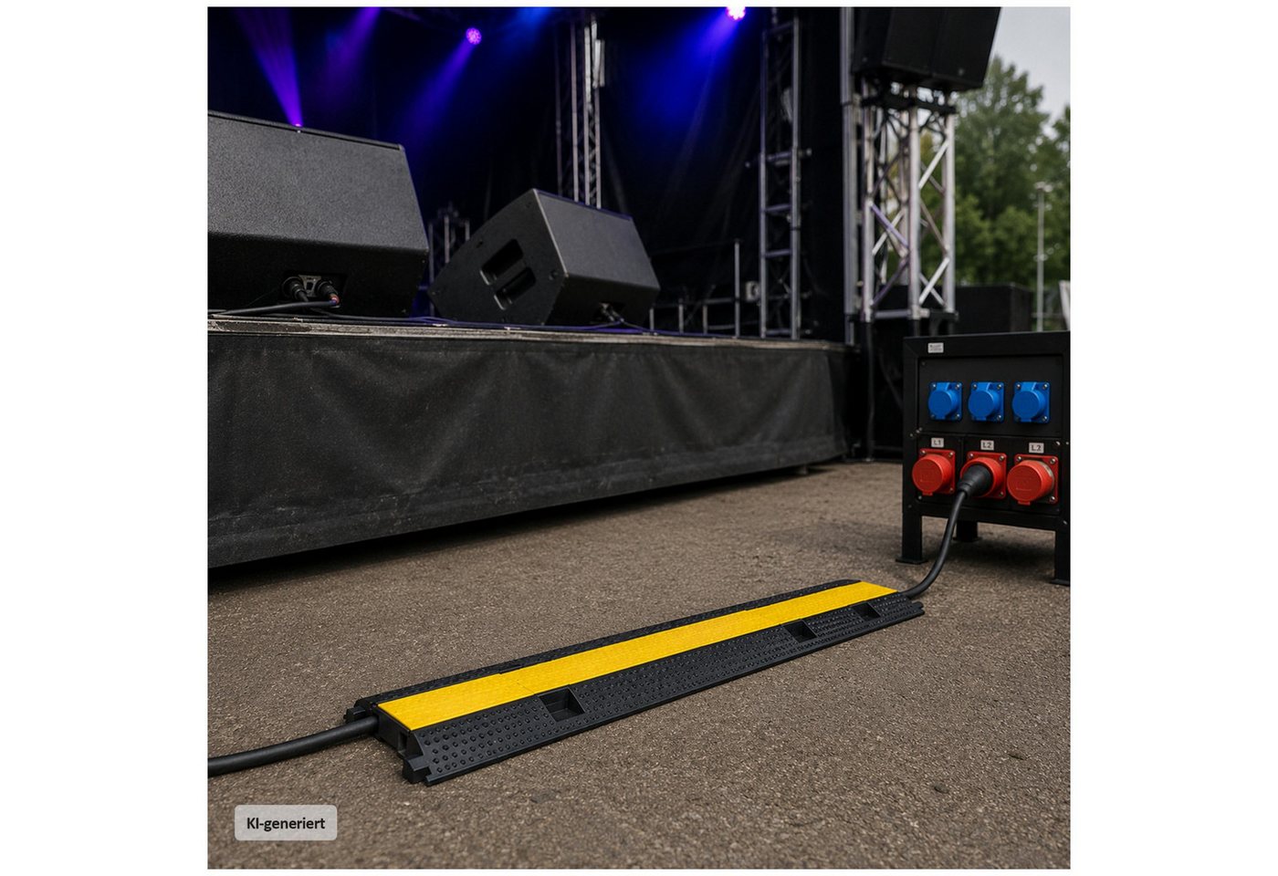 HTI-Living Garage Kabelschutzbrücke Gelb Schwarz 96 cm mit 2 Kabelkanälen Überfahrschutz (1 Stück)