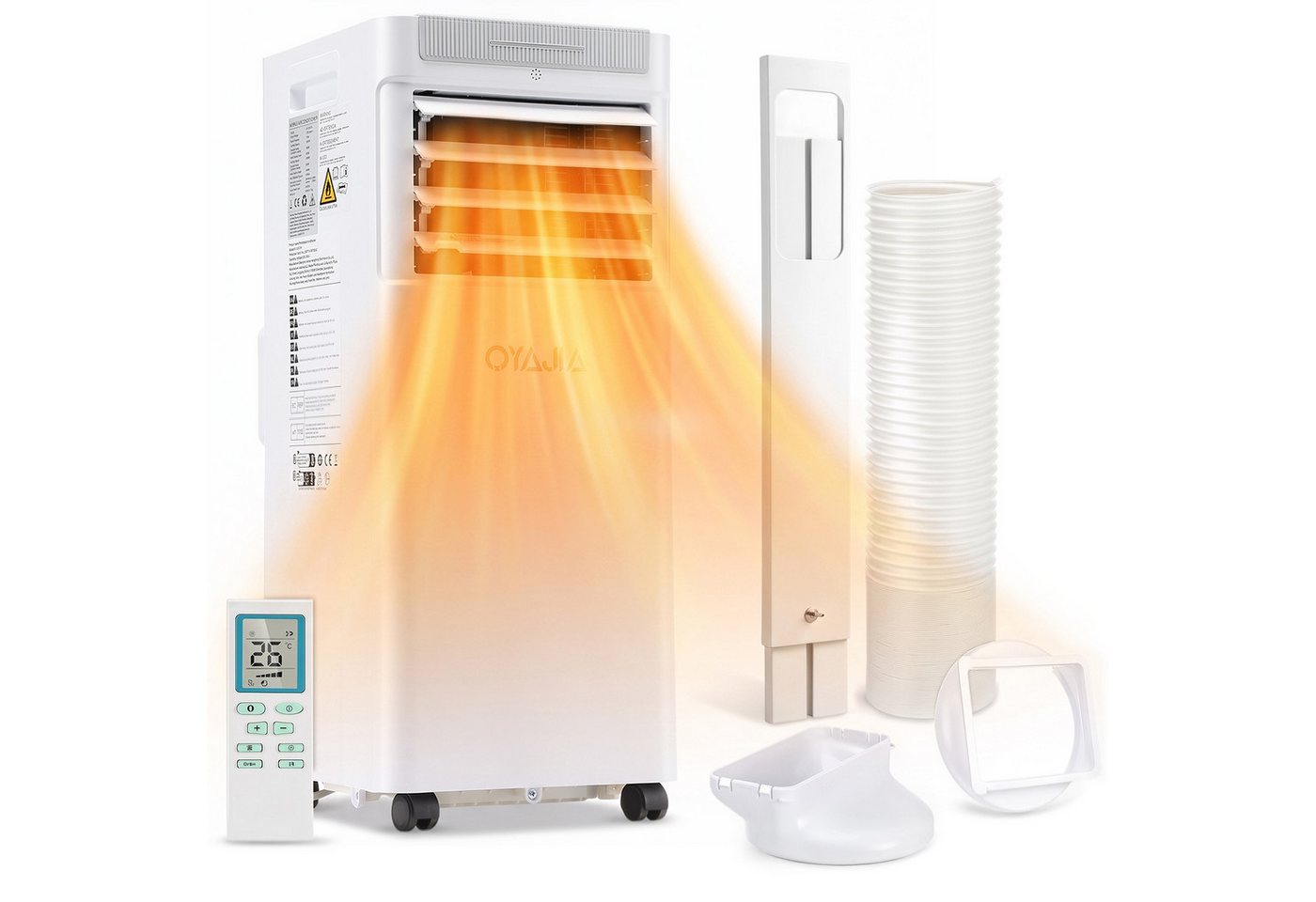 oyajia 4-in-1-Klimagerät Mobiles Klimaanlage mit Heizung, Entfeuchtung, Ventilator & Kühlung, 1600 W Heizfunktion, Entfeuchter bis 40 L/Tag, Schlafmodus, 24H Timer