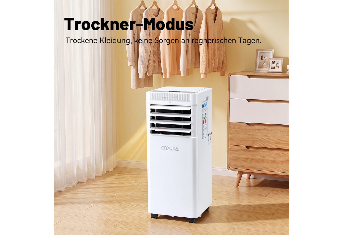 oyajia 4-in-1-Klimagerät Mobiles Klimaanlage mit Heizung, Entfeuchtung, Ventilator & Kühlung, 1600 W Heizfunktion, Entfeuchter bis 40 L/Tag, Schlafmodus, 24H Timer Bild 5