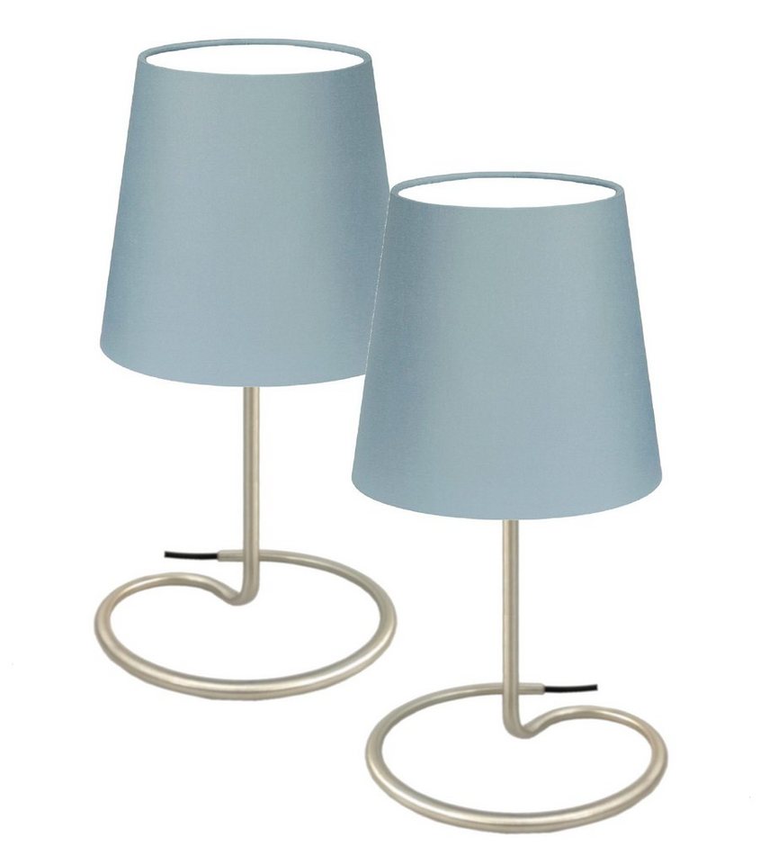 TRANGO LED Tischleuchte, 2er Pack 2018-05GL LED Nachttischlampe *GREY* Tischleuchte mit Stoffschirm in grau inkl. je 1x E14 LED Leuchtmittel 3000K warmweiß, Lampe, Fensterbank Leuchte, Nachttischleuchte für Schlafzimmer Bild 3