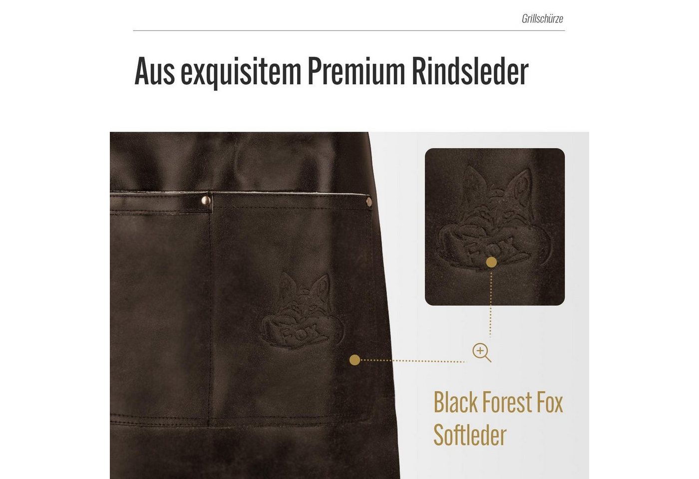 BLACK FOREST FOX Grillschürze TIP HUNTER SOFT Leder Service Bistro Zapft Kellner Schürze kurz, One Dark Brown Bild 2