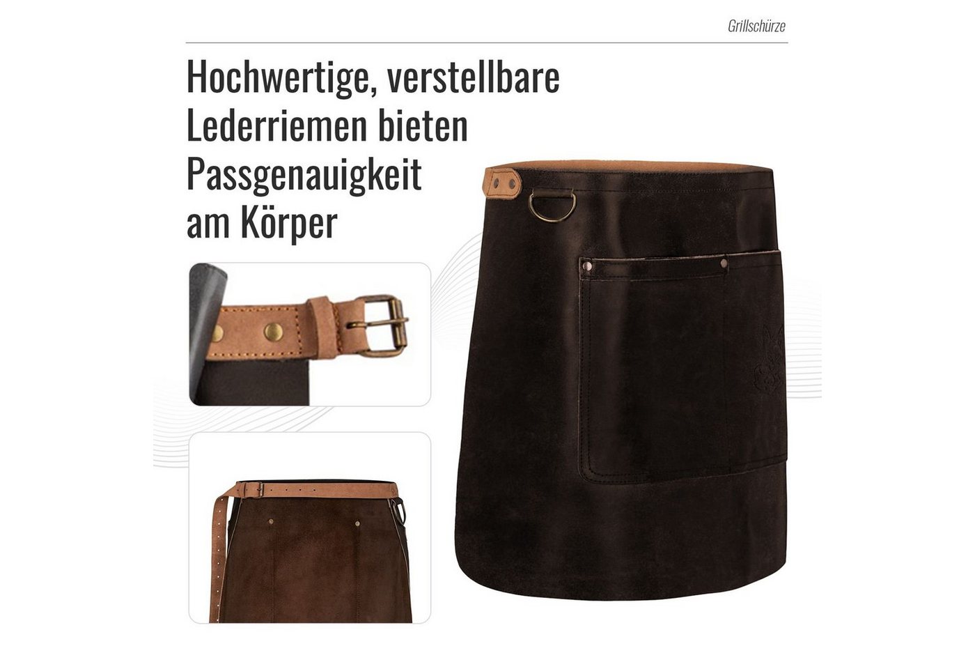 BLACK FOREST FOX Grillschürze TIP HUNTER SOFT Leder Service Bistro Zapft Kellner Schürze kurz, One Dark Brown Bild 5