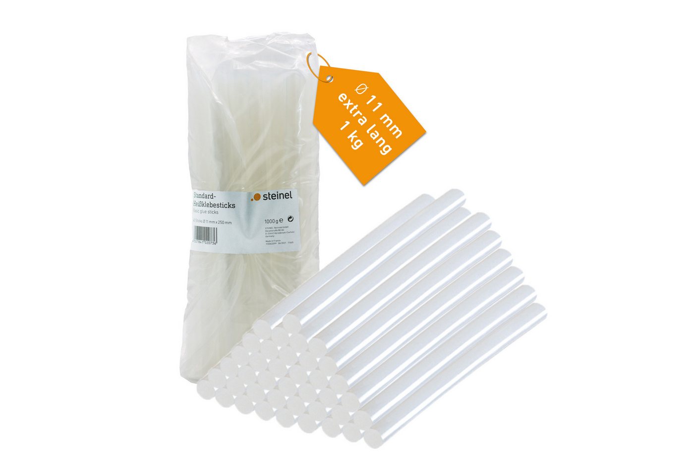 steinel Klebesticks Transparent, Ø 11 x 250 mm, 1000 g, ca. 40 Klebestifte, universeller Schmelzkleber Bild 3