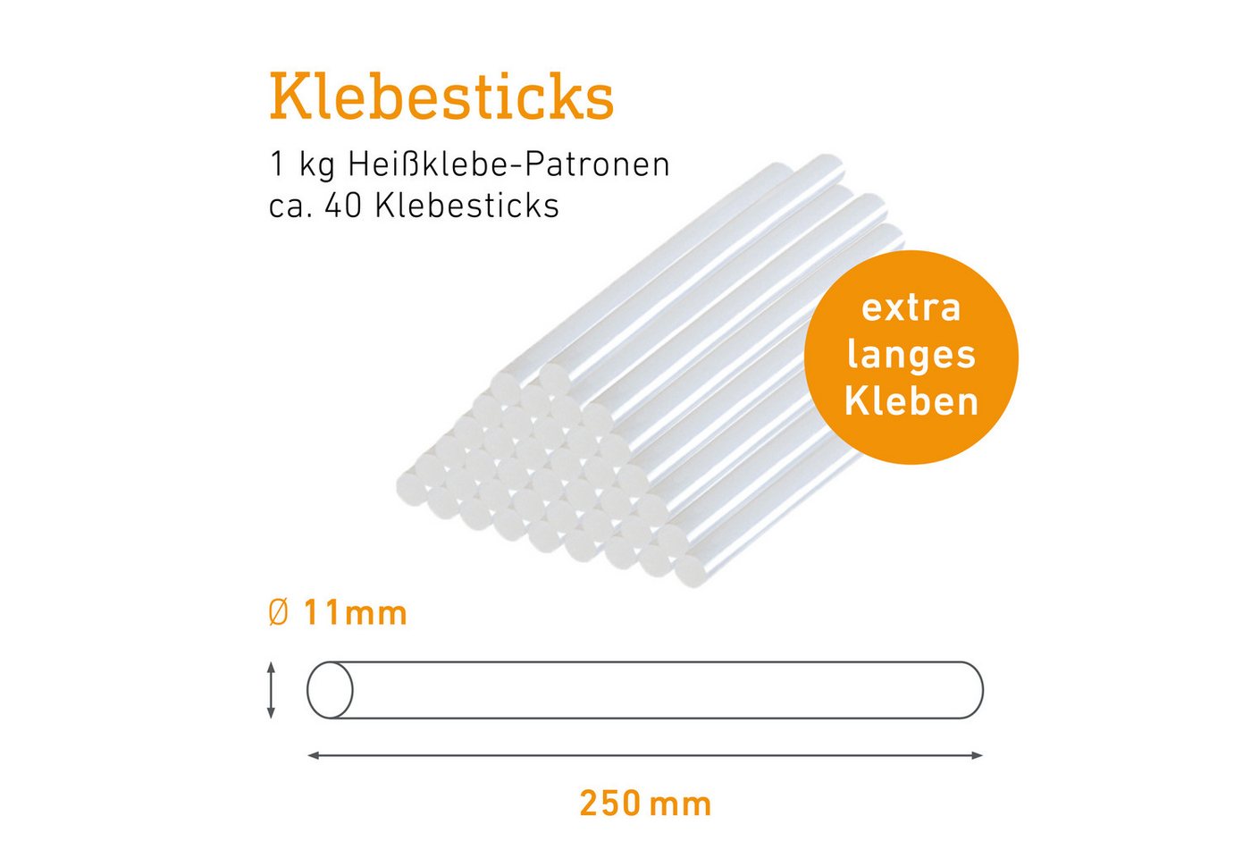 steinel Klebesticks Transparent, Ø 11 x 250 mm, 1000 g, ca. 40 Klebestifte, universeller Schmelzkleber Bild 4