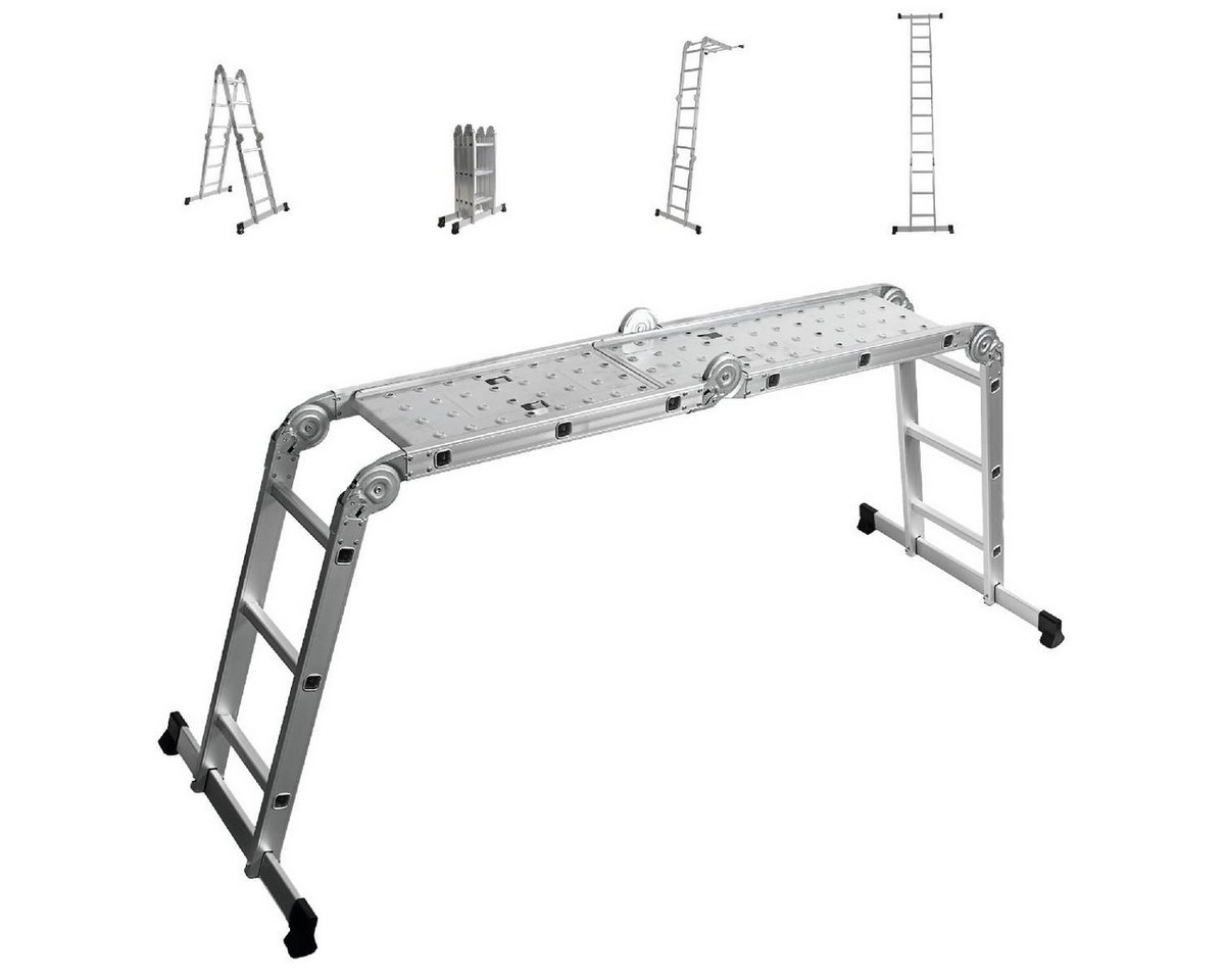 siwitec Vielzweckleiter Mehrzweckleiter Alu 3x4 Leiter Gerüst Stehleiter 339 cm Teleskopleiter Bild 3