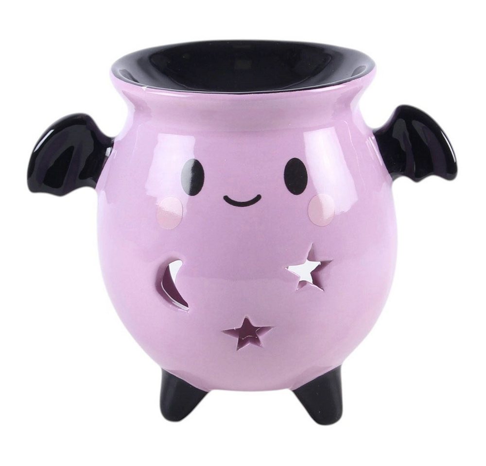Something Different Duftlampe Kawaii Duftlampe rosa Keramik mit Fledermausflügeln Hexenkessel