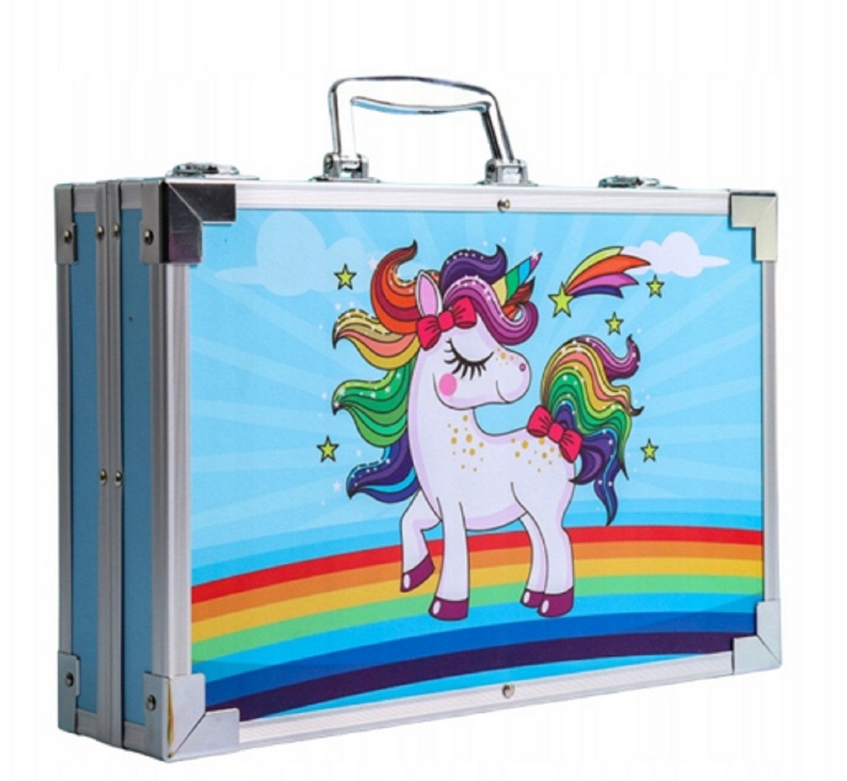 R2 Invest Kreativset Einhorn Kinder Malset 145-teilig Blau – Malkoffer mit Stiften & Farben, (145-tlg) Bild 2