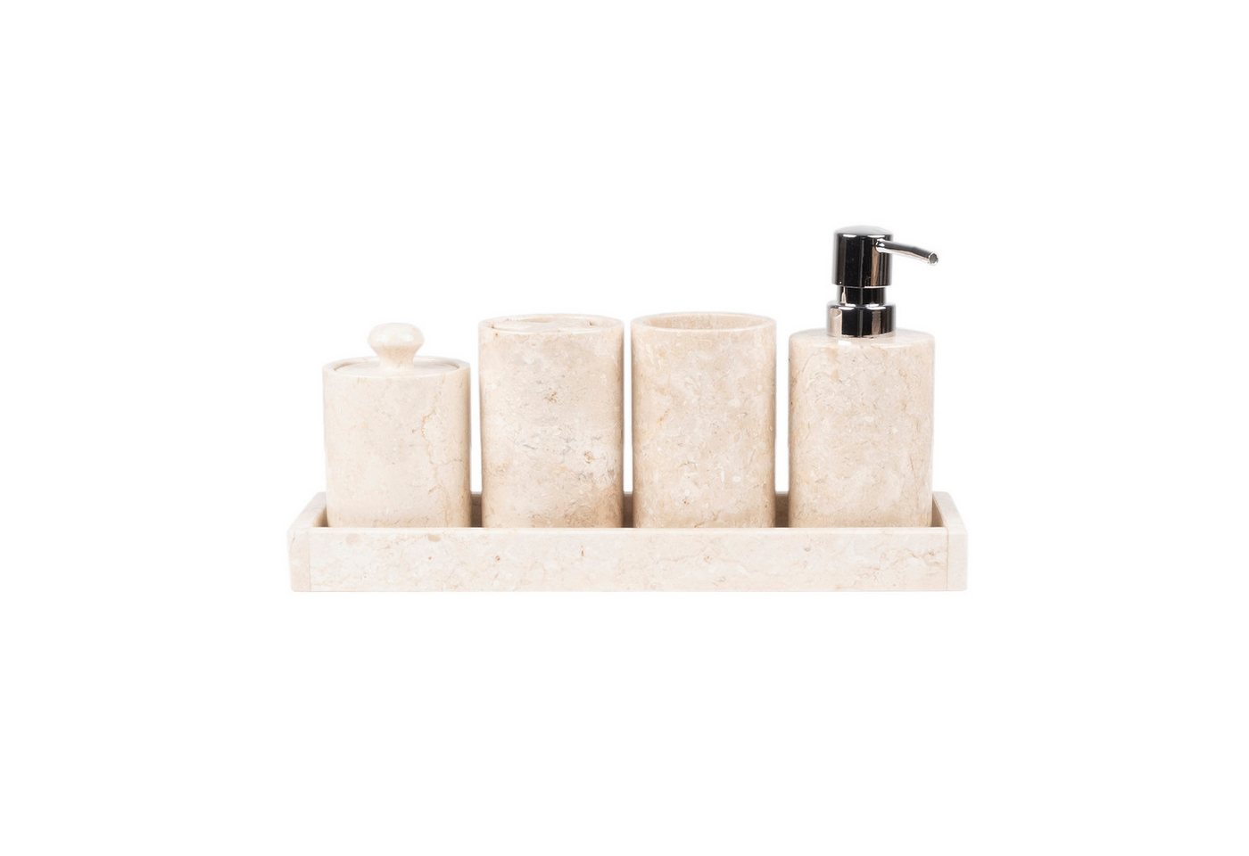 wohnfreuden Badaccessoire-Set Badaccessoire-Set Marmor creme Barito 5teilig, 63006 Bild 2