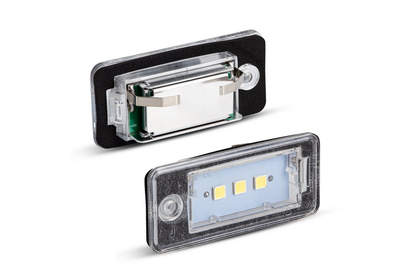 LLCTOOLS KFZ-Ersatzleuchte LED Kennzeichenbeleuchtung Auto, E-geprüft mit geringem Verbrauch, Plug and Play, 2 St., 18 SMD, kaltweiß, 6000K, für Audi A3 8P A4 B6 B7 A5 A6 4F Q7 SET