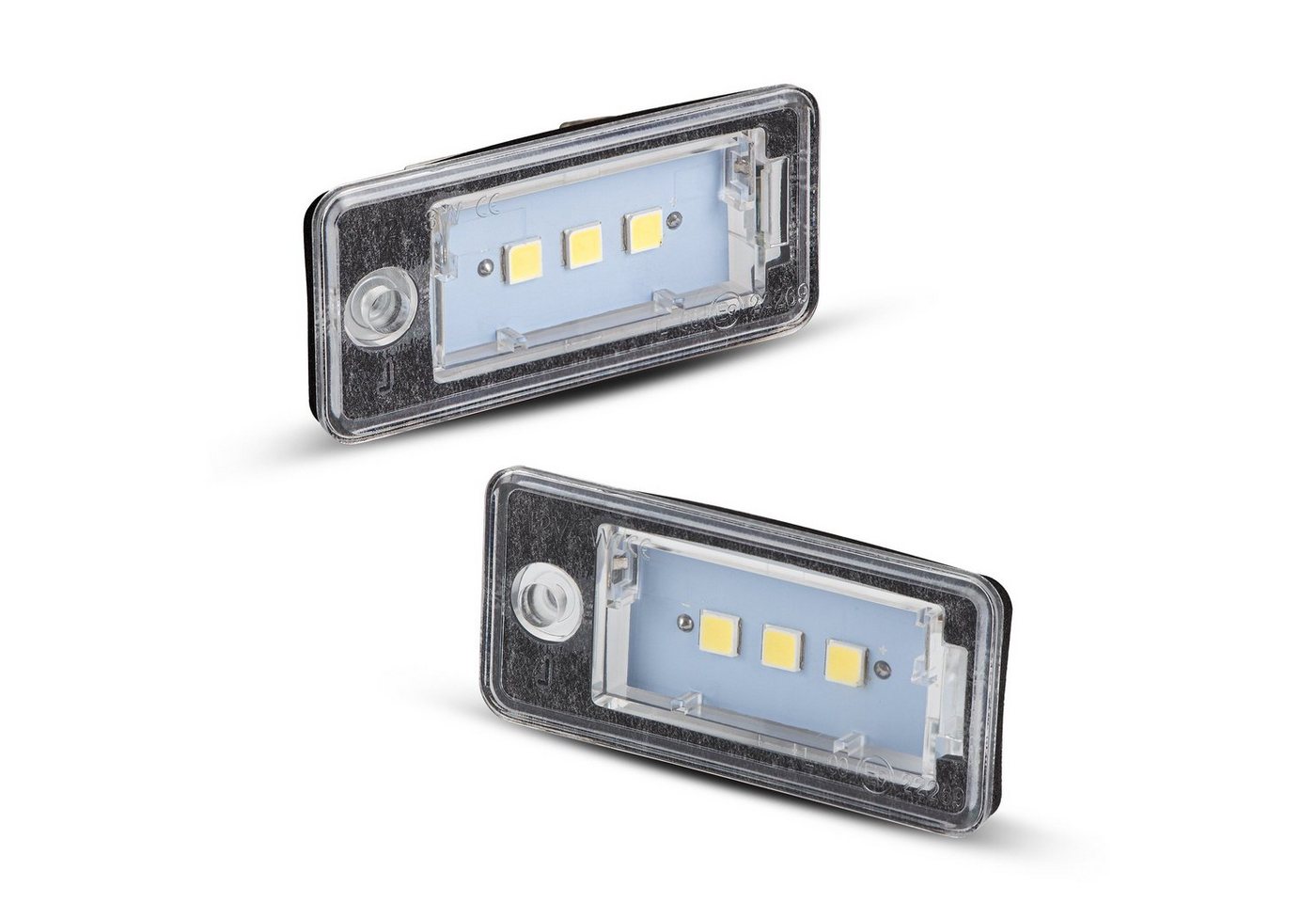 LLCTOOLS KFZ-Ersatzleuchte LED Kennzeichenbeleuchtung Auto, E-geprüft mit geringem Verbrauch, Plug and Play, 2 St., 18 SMD, kaltweiß, 6000K, für Audi A3 8P A4 B6 B7 A5 A6 4F Q7 SET Bild 3