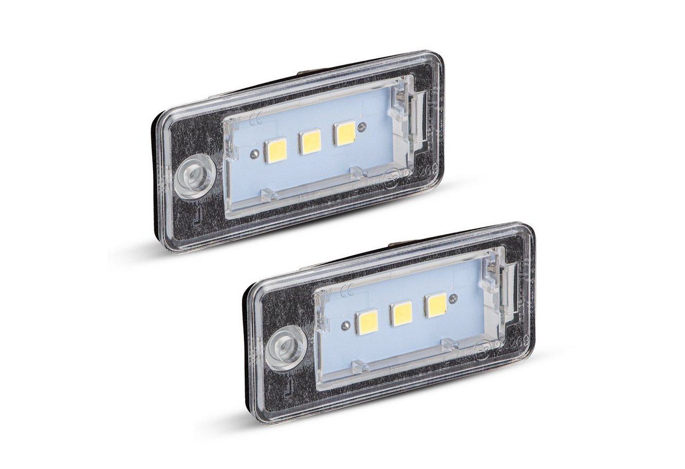 LLCTOOLS KFZ-Ersatzleuchte LED Kennzeichenbeleuchtung Auto, E-geprüft mit geringem Verbrauch, Plug and Play, 2 St., 18 SMD, kaltweiß, 6000K, für Audi A3 8P A4 B6 B7 A5 A6 4F Q7 SET Bild 4