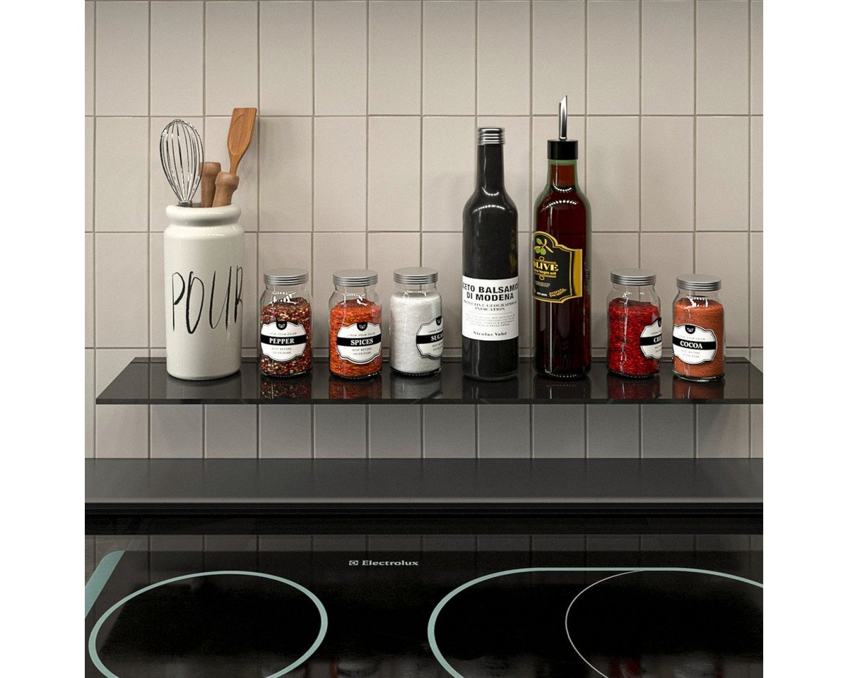 HOOZ Wandregal Glasregal, Wandablage ESG 40x 13 cm, rechteckig, mit Halterung Schwarz, Regal Glas 1-tlg., Platzsparende Wandboard für Dusche, Bad, Küche oder Wohnraum Bild 4