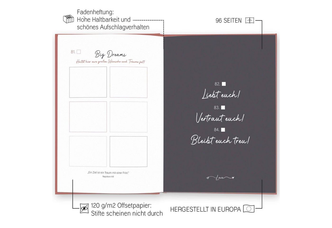 LEAF & GOLD Notizbuch Bucket List für Ehepaare Bild 5