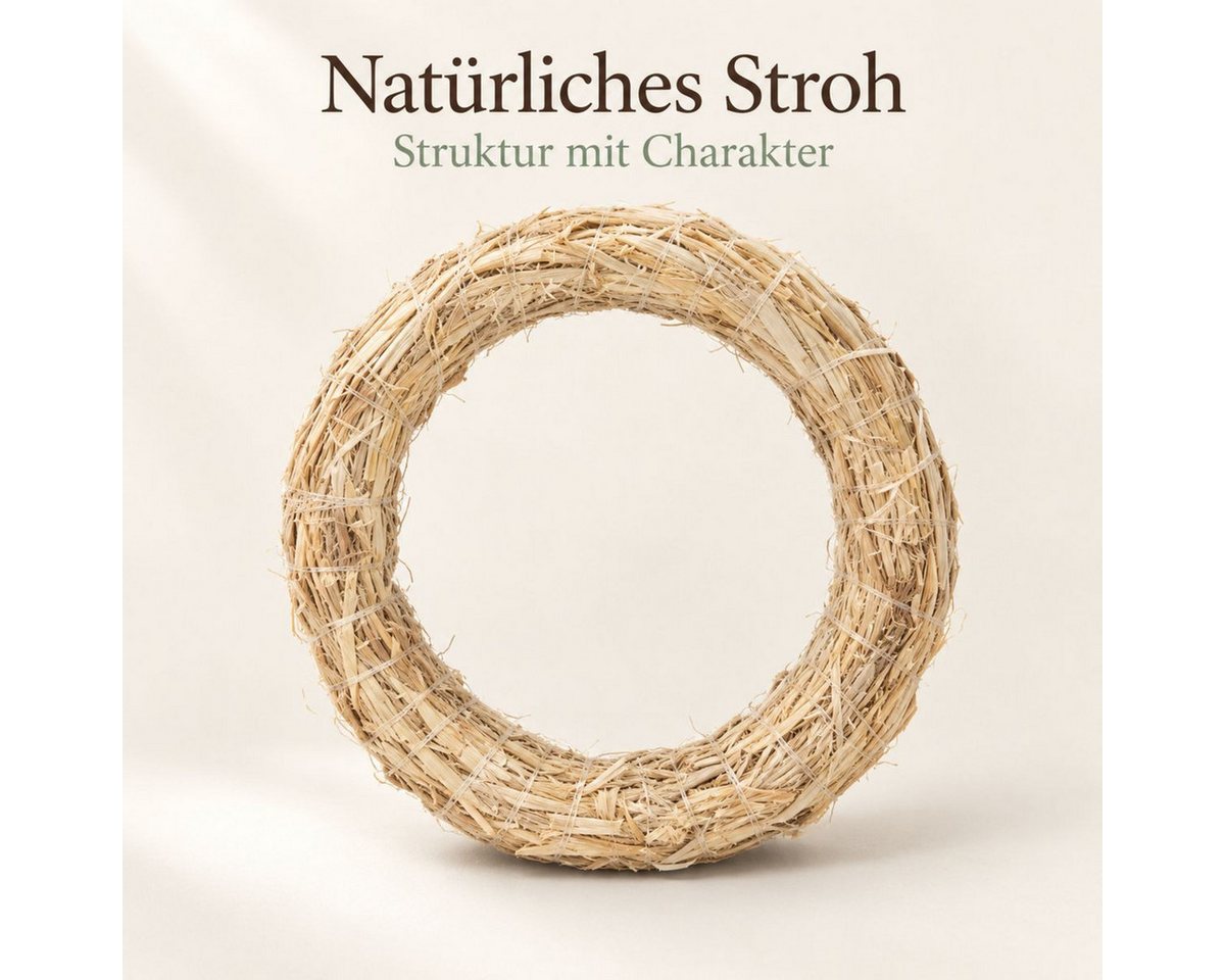 NaDeco Bastelnaturmaterial Strohkranz, Natur, Ø 20 cm, Stärke 3 cm Strohring Kranzrohling Bild 2