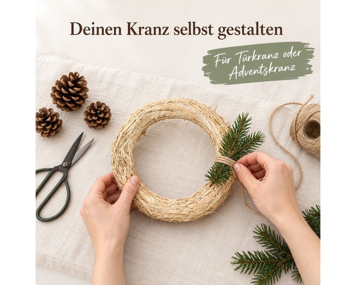 NaDeco Bastelnaturmaterial Strohkranz, Natur, Ø 20 cm, Stärke 3 cm Strohring Kranzrohling Bild 4