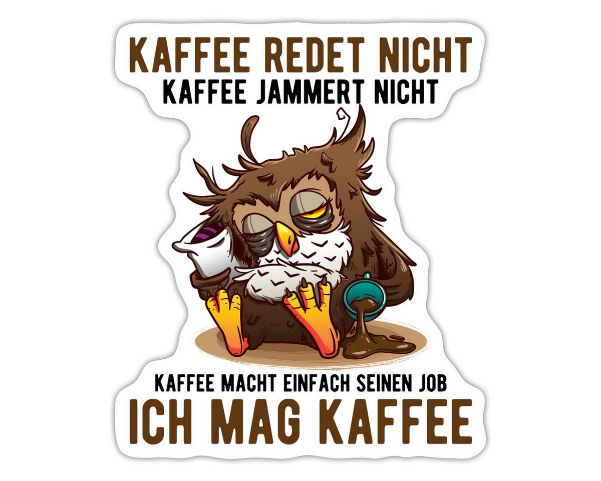 Spreadshirt Aufkleber Eule Kaffee Redet Nicht Sticker Aufkleber Bild 4