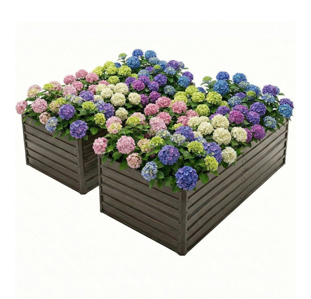 BBWL Hochbeet 2er Set, 219 x 112 x 64 cm, offener Boden, stabile Konstruktion, Metall-Hochbeet, inkl. Handschuhe, für Gemüse, Kräuter und Blumen
